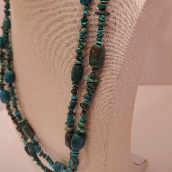 Jay King DTR Sterling Natural Green Blue Turquoise Nugget Strand Necklace - Picture 4 of 10